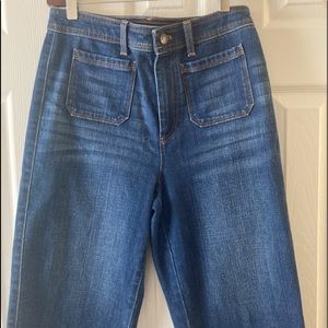 Talbots Flawless High Waisted Front Pockets Wide Leg Denim Capri- 6P